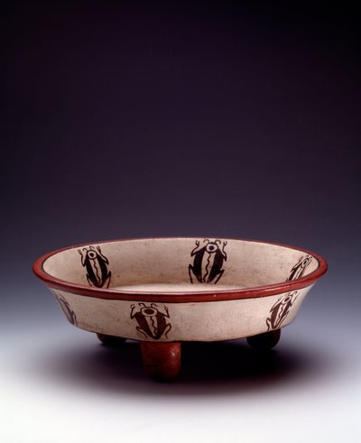 Precolumbiaanse kunst, Maya-beschaving, late klassieke periode: tripode polychrome kleischaal versierd met kevers. Uit Peten, Guatemala door Mayan Mayan