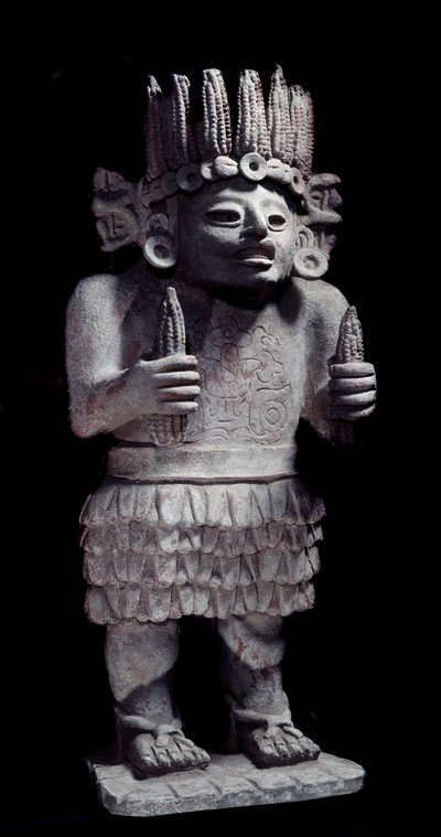 Precolumbiaanse beschaving: Mayabeeld dat de god van de dienstmaagden voorstelt. Parijs, Musée de l