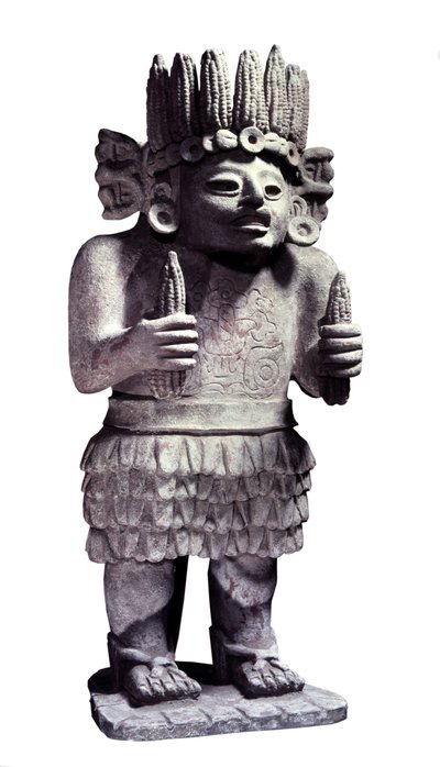Precolumbiaanse beschaving: Maya-beeld dat de god van de dienstmaagden voorstelt. Parijs, Musee de l