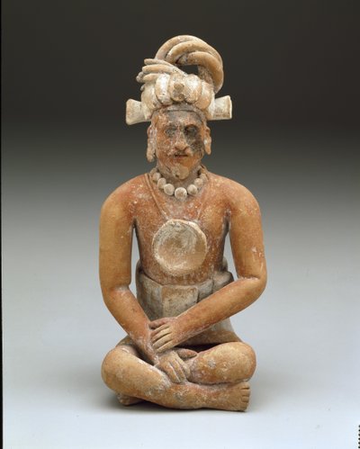 Zittende bebaarde man, Late Klassieke periode, ca.600-900 door Mayan Mayan
