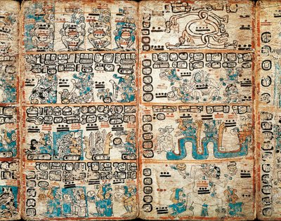 Het Codex van Madrid, geschilderde miniaturen door Mayan Mayan