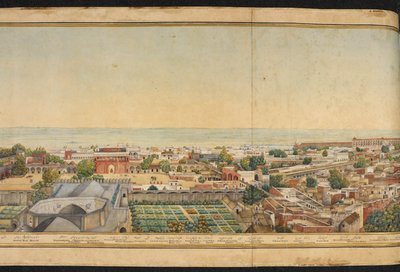 Sectie van een panorama van Delhi door Mazar or Mazhar Ali Khan