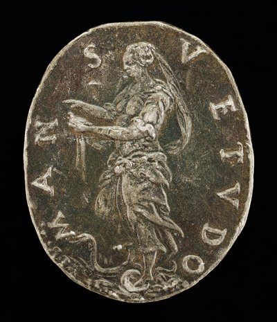 Zachtheid staande op een slang [achterkant] door Medallist T.R.