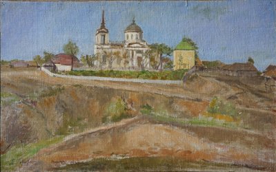 Tarkhany. Uitzicht op de Kerk van de Aartsengel Michael, 1938 door Meer Michailovich Gokhstein