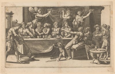 Bruiloft van Amor en Psyche door Meester van de Dobbelsteen
