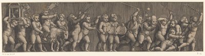 Fries met optocht van putti door Meester van de Dobbelsteen