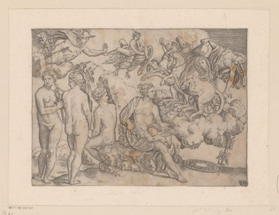 Venus met Amor en Jupiter met Ganymedes door Meester van de Dobbelsteen
