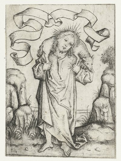 Christus als de Goede Herder door Meester van het Amsterdamse Kabinet