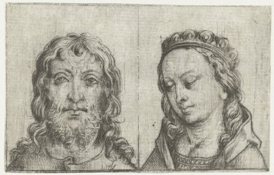 De hoofden van Christus en Maria door Meester van het Amsterdamse Kabinet