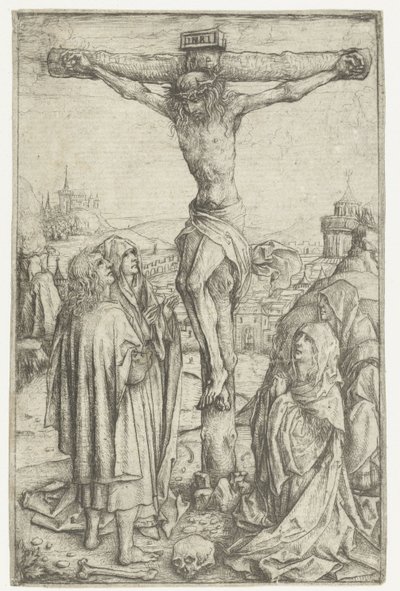 De kruisiging met Maria en de H. Johannes en twee heilige vrouwen door Meester van het Amsterdamse Kabinet