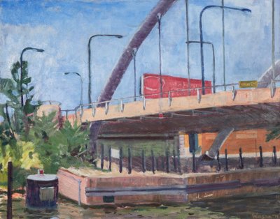 Damenbrug vanaf de rivier, 2011 (olieverf op doek) door Megan Williamson