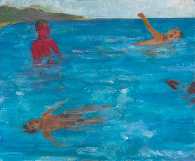 Vier zwemmers, 2017 (olieverf op doek) door Megan Williamson