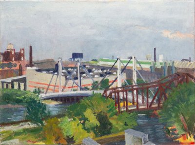 Looking West Over the North Branch, 2014 (olieverf op doek) door Megan Williamson