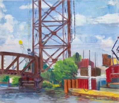 Uitzicht vanuit Ping Tom Memorial Park, 2015 (olieverf op doek) door Megan Williamson