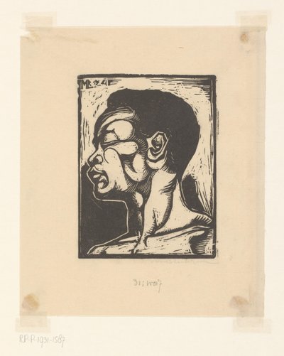 Zwarte man door Meijer Bleekrode (signed by artist)