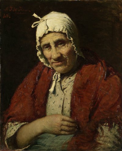 Oude Joodse vrouw door Meijer Isaäc de Haan