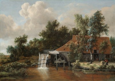 Een watermolen door Meindert Hobbema