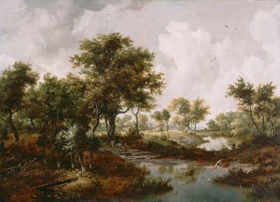 Een bebost landschap, 1667 door Meindert Hobbema