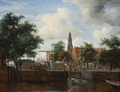 De Haarlemse sluis, Amsterdam door Meindert Hobbema