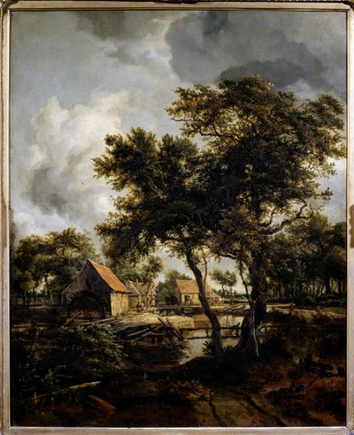 De watermolen door Meindert Hobbema