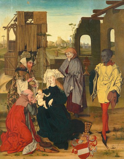 Aanbidding van de drie koningen door Meister der Anbetung mit dem Bindenschild