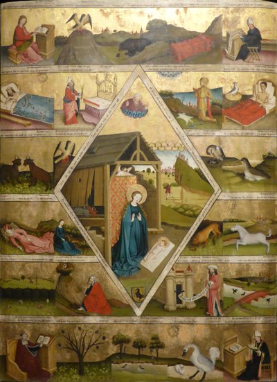 Verdediging van de leer van de onbevlekte maagdelijkheid van de Moeder Gods door Meister der Ottobeurer Marientafel