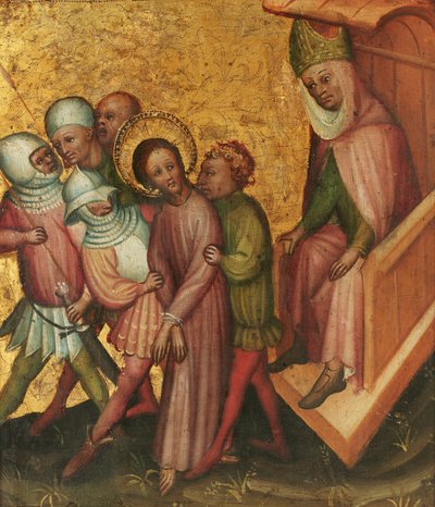 Christus voor Kaiphas door Meister der Passionstäfelchen