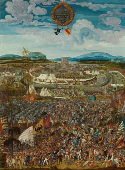 Duits: Belagerung der Stadt Alesia De anachronistische belegering voor de slag om Alesia door Melchior Feselen
