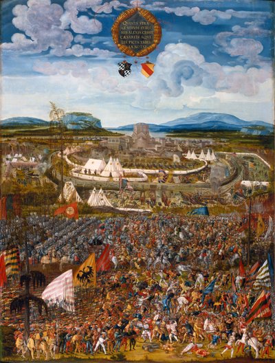 Duits: Belagerung der Stadt Alesia De anachronistische belegering voor de slag om Alesia door Melchior Feselen