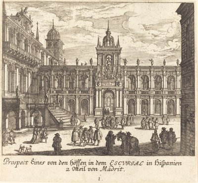 Escorial, Spanje door Melchior Küsel after Johann Wilhelm Baur