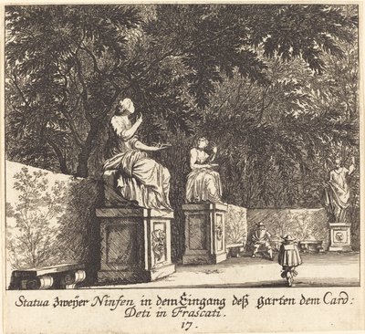 Tuinen, Kardinaal Deti, Frascati door Melchior Küsel after Johann Wilhelm Baur