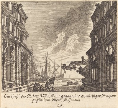 Palazzo Villamena, Genua door Melchior Küsel after Johann Wilhelm Baur