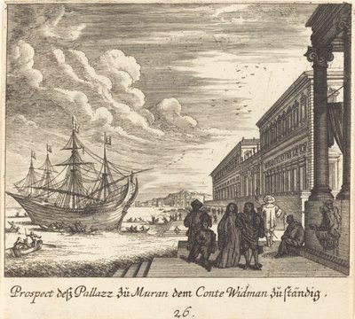 Paleis van Graaf Widman door Melchior Küsel after Johann Wilhelm Baur