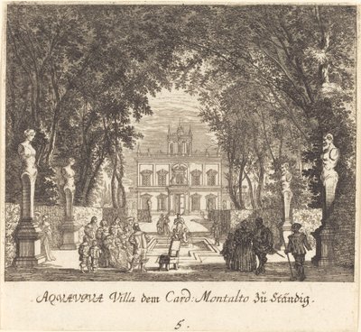 Villa Aquaviva door Melchior Küsel after Johann Wilhelm Baur