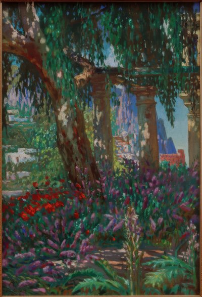 Landschap op Capri: Uitzicht op een rij zuilen door Melchior Lechter