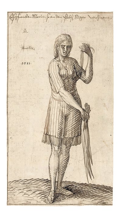 Een Nigeriaanse vrouw die riet vasthoudt, 1583 door Melchior Lorck
