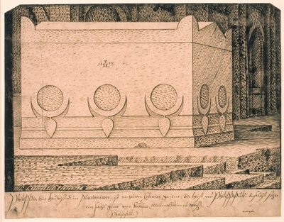 Een sarcofaag in Plovdiv of Philippis door Melchior Lorck