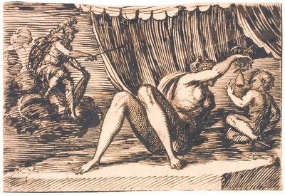 Mars, Venus met een peer, en een kind door Melchior Lorck