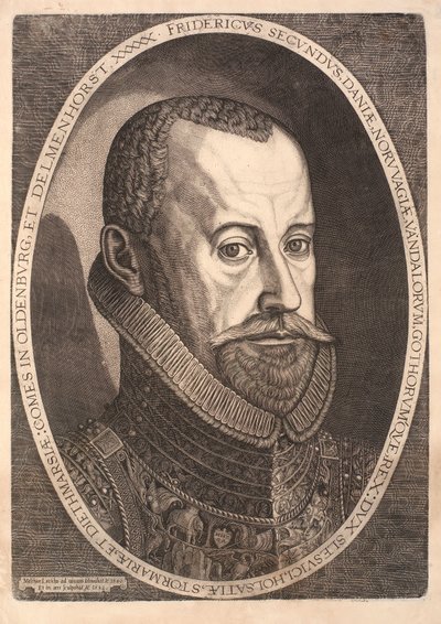 Portret van koning Frederik II door Melchior Lorck
