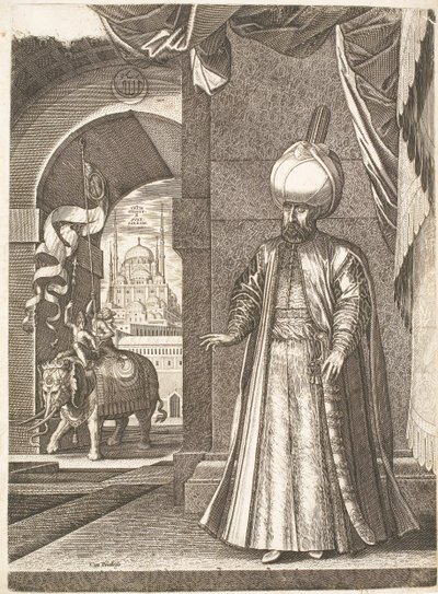 Portret van Sultan Suleiman de Magnifieke (staand) door Melchior Lorck