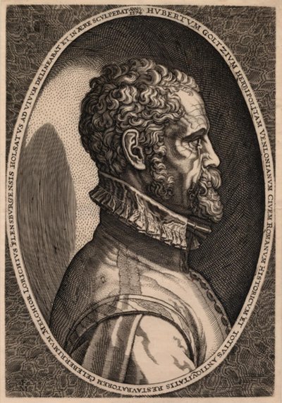 Portret van de oudheidkundige Hubert Goltzius door Melchior Lorck