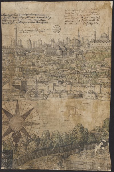 Uitzicht op Constantinopel, Blad 12, Melchior Lorck, 1559 door Melchior Lorck