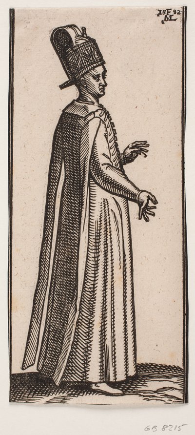 Staande man zonder baard naar rechts gekeerd door Melchior Lorck