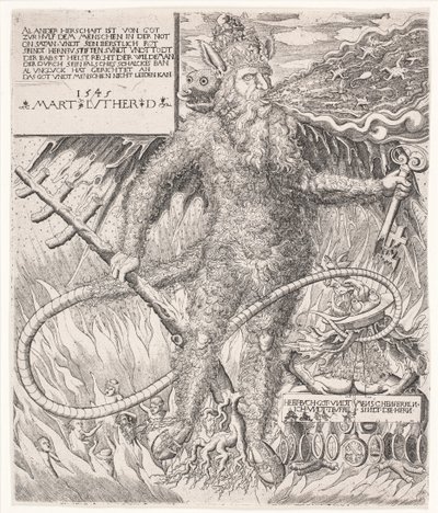 De paus als een wilde. Satirische allegorie door Melchior Lorck