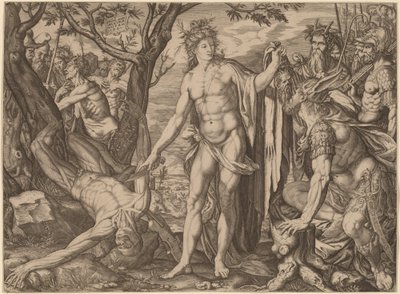 Apollo en Marsyas door Melchior Meier