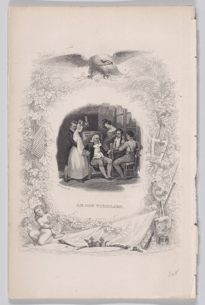 De goede oude man uit De liederen van Béranger, 1829 door Melchior Peronard
