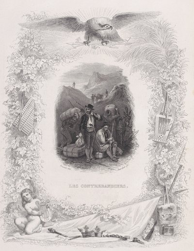 De smokkelaars, uit The Songs of Béranger, 1829 door Melchior Peronard