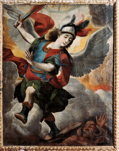 De Aartsengel Michaël, schilderij door Melchor Perez de Holguin (1665-1724) door Melchor Pérez de Holguín