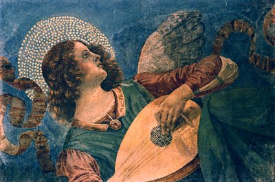 Een engel die de luit speelt, 15e eeuw door Melozzo da Forli