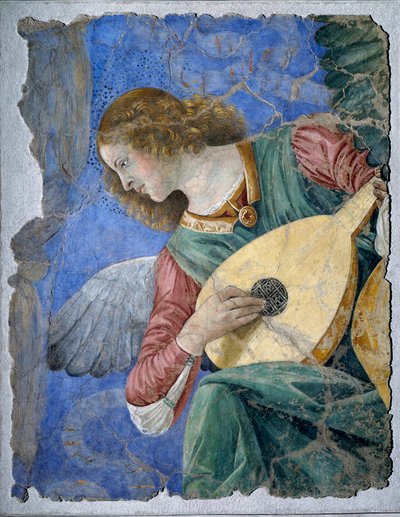 Muzikale Engel (Een engel die de luit speelt) door Melozzo da Forli